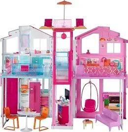 barbie-3-story-townhouse-dollhouse-with-elevator-swing-chair-furniture