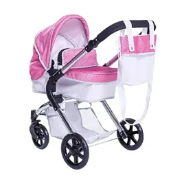 roma-stephanie-sparkle-dolls-pram-for-ages-3-2-in-1-pink-dolls-pushchair