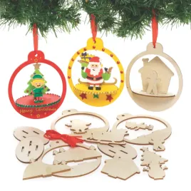 baker-ross-fc196-wooden-bauble-craft-kitred-green-gold-17-5-cm-x-21