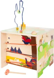 small-foot-11733-country-life-motor-activity-cube-made-of-wood-mehrfarbig
