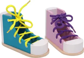 small-foot-6475-set-of-2-wooden-shoes-for-threading-and-tying-multicolor