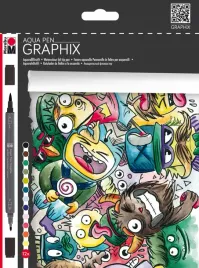 marabu-014500000100-aqua-pen-graphix-megavarious-colours-12-count-pac