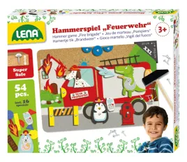 lena-65836-hammer-game-fire-brigade-nail-with-38-multicoloured-large