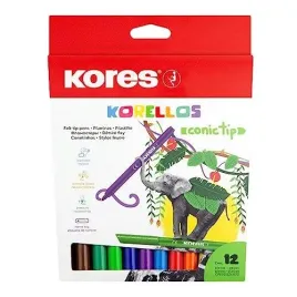 kores-korellos-12-coloured-felt-pens-washable-conic-tip-long-lasting