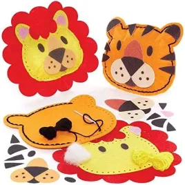 baker-ross-fc883-lion-and-tiger-cushion-sewing-kits-pack-of-2-craft-kits