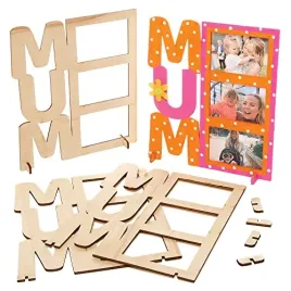baker-ross-fx510-mum-wooden-photo-frames-pack-of-4-wood-craft-kits-for