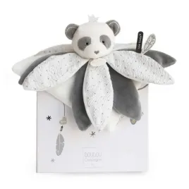 doudou-et-compagnie-dc3548-attrape-reve-panda-baby-flower-petals-grey-gray