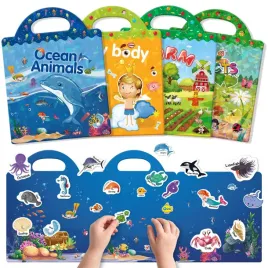 guyucom-4-pack-reusable-sticker-booksoceanbodyinsectfarm-ocean