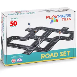playmags-magnetic-tiles-road-set-50-pcsmulticolored-juego-de-50-piez