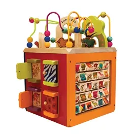 b-toys-zany-zoo-wooden-activity-cube-toddler-activity-center-for-kids