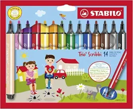 stabilo-trio-scribbi-triangular-fibre-tip-pen-pack-of-14-assorted