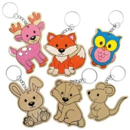 baker-ross-ax182-woodland-animal-wooden-keyrings-pack-of-10-colour-in