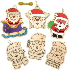 baker-ross-ax420-jolly-santa-wooden-decorations-pack-of-12-christmas