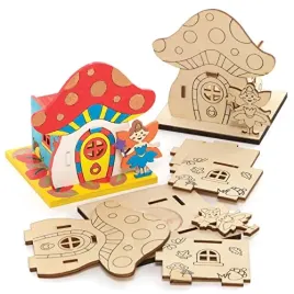 baker-ross-fe653-fairy-house-wooden-model-kit-pack-of-3-tealight-holder