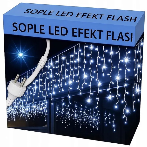 SOPLE 1000 LED KURTYNA LAMPKI ZEWNĘTRZNE IP44 FLASH Białe Zimne 50M