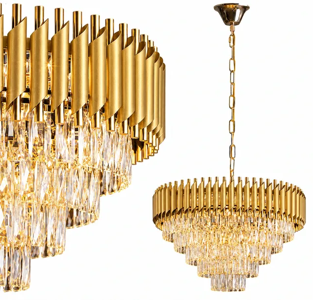  LAMPA WISZĄCA KRYSZTAŁOWA RURKI ZŁOTA 70CM ŻYRANDOL DARMAT LIGHT 621