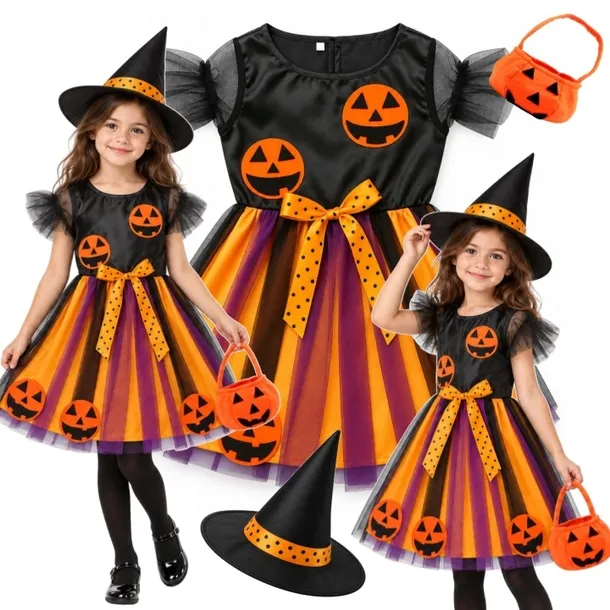  STRÓJ KOSTIUM PRZEBRANIE HALLOWEN WIEDŹMA CZAROWNICA 110/116