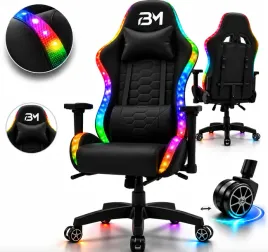 fotel-gamingowy-b3m-gaming-black-tkanina-ekoskora-led-rgb-czarny