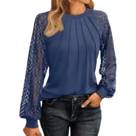 bluzka-damska-elegancka-wizytowa-luzna-z-dlugimi-koronkowymi-rekawami-niebieska-poliestrowa-gladka-xxl-okragly-dekolt