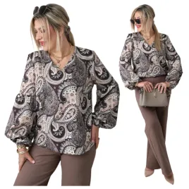 bluzka-elegancka-z-bufiastymi-rekawami-wzory-polski-producent-duze-rozmiary-bawelniana-orientalny-print-dekolt-v-luzny-fason-wielokolorowa