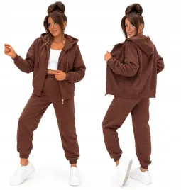 komplet-damski-czekolada-bluza-rozpinana-spodnie-uniwersalny-bawelna-dres-casualowy-odziez-codzienna-gladki-brazowy-stroj