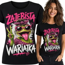 koszulka-zajebista-wariatka-damska-bluzka-nadruk-smieszna-prezent-urodziny-100percent-bawelna-czarna-krotki-rekaw-okragly-dekolt-rozmiar-s