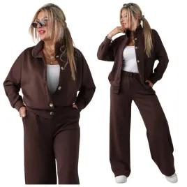 dres-damski-komplet-bluza-spodnie-polski-producent-duze-rozmiary-luzny-zestaw-rekreacyjny-z-poliestru-brazowy-prosta-nogawka-bez-wzoru
