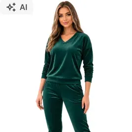 komplet-dresowy-welurowy-zielony-bluza-spodnie-v-neck-polska-produkcja-48-damski-bez-kaptura-wkladany-przez-glowe-95percent-poliester