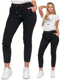 spodnie-joggery-damskie-elastyczne-z-wiazaniem-eleganckie-modne-moraj-l-xl-czarne-z-wysokim-stanem-gladkie-casualowe
