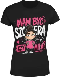 smieszna-koszulka-damska-nadruk-mam-byc-szczera-czy-mila-napis-grafika-t-shirt-100percent-bawelna-czarny-krotki-rekaw-okragly-dekolt-rozmiar-s