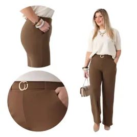 eleganckie-spodnie-damskie-na-gumce-elastyczne-duze-rozmiary-bawelniane-wizytowe-prosta-nogawka-wysoki-stan-brazowe-40-42