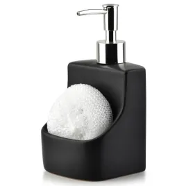 dozownik-kuchenny-plynu-do-naczyn-pojemnik-na-gabke-zmywak-czarny-na-zlew-ceramiczny-organizer-detergentow-400-ml