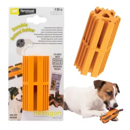 gryzak-ferplast-hexagon-medium-pomaranczowy-zabawka-kauczuk-masuje-dziasla
