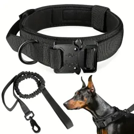 profesjonalna-obroza-taktyczna-psa-metalowa-klamra-mocna-smycz-42-54-cm-l-polzaciskowa-regulowana-parciana-czarna-zacisk-35-55-cm
