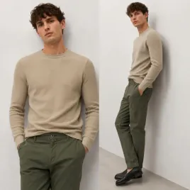 sweter-meski-bawelniany-klasyczny-pullover-strukturalny-okragly-dekolt-s-bezowy-bez-wzoru-do-codziennych-stylizacji