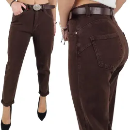 damskie-spodnie-mom-fit-jeansy-wysoki-stan-luzne-nogawki-czekolada-36-s-brazowe-denimowe-casual-do-codziennych-stylizacji-bez-wzoru