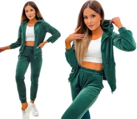 welurowy-komplet-dresowy-spodnie-bluza-rozpinana-dres-polski-producent-xl-damski-zielony-zestaw-sportowy-na-zamek-zwezane-nogawki