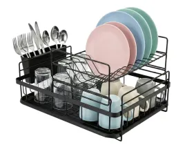 suszarka-do-naczyn-dwa-poziomy-12-talerzy-miejsce-na-deske-dodatki-ociekacz-stojak-metalowy-czarny-narozny-44x32x24-cm