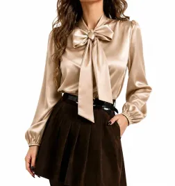 elegancka-satynowa-bluzka-z-kokarda-premium-kolor-bezowy-xl-odziez-damska-poliestrowa-bez-wzoru-luzny-kroj-dlugi-rekaw