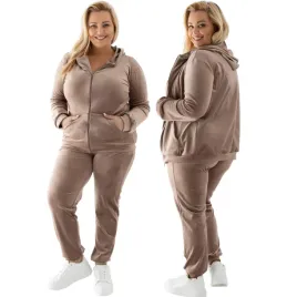 dres-welurowy-damski-plus-size-komplet-rozpinany-z-kapturem-cappuccino-3xl-bluza-i-spodnie-odziez-domowa-zwezane-nogawki-bezowy
