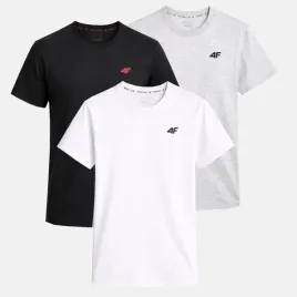 t-shirt-meski-4f-koszulka-zestaw-komplet-3-sztuki-m-ttshm3341-bawelniane-z-okraglym-dekoltem-wielokolorowe-z-logo