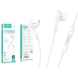 hoco-sluchawki-przewodowe-douszne-usb-c-m93-na-kablu-z-mikrofonem-biale-do-telefonu-smartfona-i-rozmow-przewod-12-m-konstrukcja-zamknieta