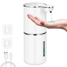 duzy-bezdotykowy-automatyczny-dozownik-mydla-w-zelu-dyspenser-plynu-usb-ir-scienny-pojemnik-380-ml-bialy-z-czujnikiem-podczerwieni