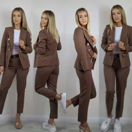 garniturkostiumspodnium-damski-cudo-polskiguziki-klasa-36-48-tu-46-3xl-elegancki-komplet-do-pracy-zakiet-i-spodnie-brazowy-poliester