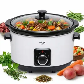wolnowar-58l-bialy-adler-290w-pojemny-do-10-porcji-ceramiczna-misa-3-tryby-slow-cooker-garnek-elektryczny-do-duszenia-szklana-pokrywa-termostat