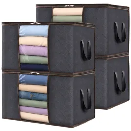 organizer-pokrowiec-pojemnik-torba-do-przechowywania-ubran-poscieli-4x60l-kosz-tekstylny-z-pokrywa-szary-na-bielizne