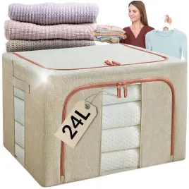 organizer-pokrowiec-pojemnik-na-posciel-ubrania-koldre-koce-40x30x20-24l-tekstylny-schowek-z-pokrywka-bezowy