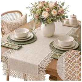 bieznik-na-stol-lawe-wiosenny-bezowy-gladki-elegancki-z-gipiura-40x160-boho-serweta-nakladka-dekoracyjna-poliester-wzor-geometryczny