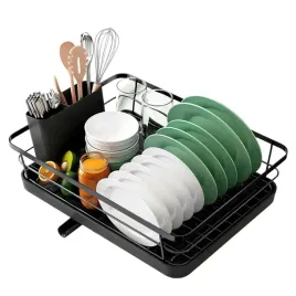 kitsure-suszarka-do-naczyn-stojak-stal-nierdzewna-uchwyt-na-sztucce-czarny-ociekacz-kuchenny-jednopoziomowy-38x30-cm-metalowy