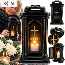 znicz-duzy-szklany-na-grob-czarny-ceramiczny-kapliczka-zloty-krzyz-lampion-cmentarny-parafinowy-32-cm-dekoracja-nagrobna